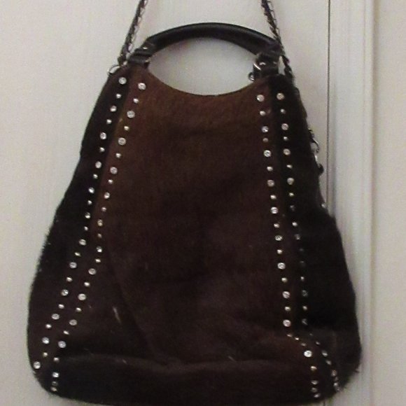 Oversized Brown COWHIDE Leather Shoulder Strap Hand Bag Purse Tote Hobo Travel - Picture 12 of 15